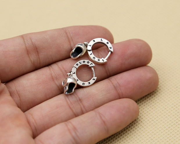 S925 Sterling Silver Fashion Earrings Skull Ring