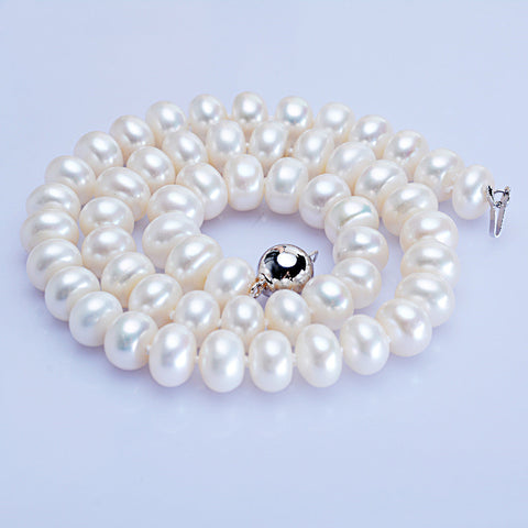 Dailan Jewelry Freshwater Pearl Necklace 10-11mm Steamed Bread Round Strong Light Ball Button Necklace Jewelry Factory Wholesale