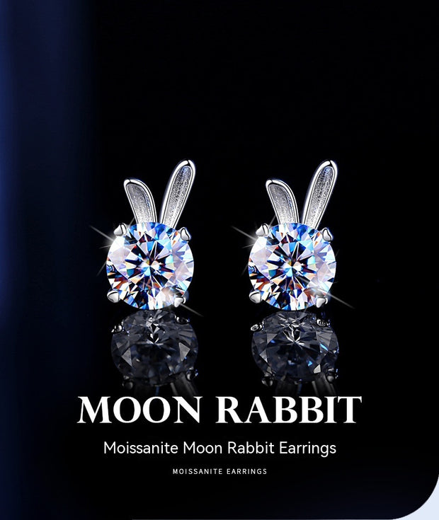Women's Rabbit Moissanite Sterling Silver Earrings