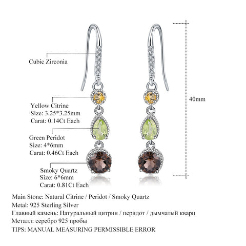 Fashionable Elegant Natural Gemstone Earrings S925 Silver