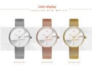 Women's Fashion Simple Geometric Quartz Watch Mesh Strap Watch