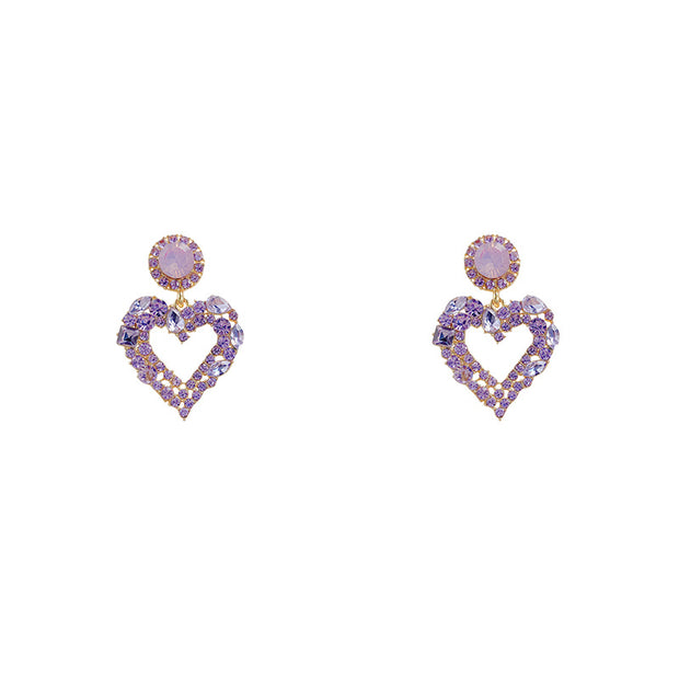 Premium Purple Crystal Earrings Graceful Online Influencer Retro Hong Kong Style