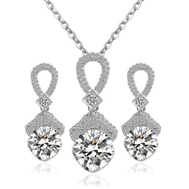S010 Bride Necklace Earrings Set East Accessories 2 Sets Of Zircon Bride Jewelry Necklace Set