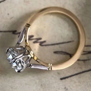Hand Jewelry Brass Plated Two Tone Zircon Women's Ring