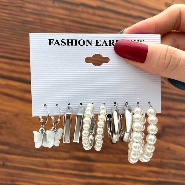 Hot Selling Pearl Ear Hoop Acrylic Butterfly Earrings