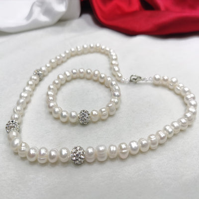 8-9mm Pearl Necklace Bracelet Set
