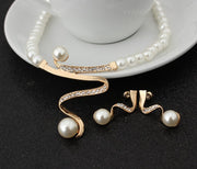 European fashion diamond crystal pearl necklace earrings set bride wedding accessories wholesale CMT058