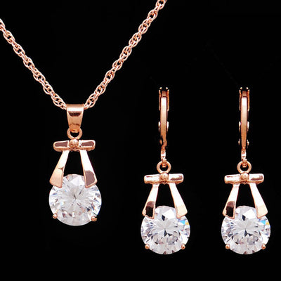 , Europe and America new jewelry, crystal earrings, jewelry set, Korean version of the bride necklace, gold-plated butterfly pendant