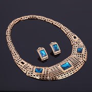 new electroplating alloy gemstone jewelry set, bridal jewelry four sets of factory direct sales