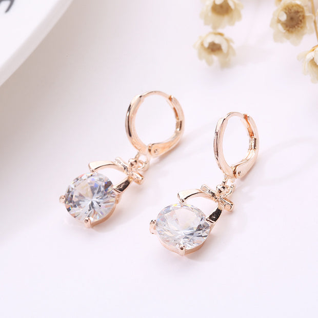 , Europe and America new jewelry, crystal earrings, jewelry set, Korean version of the bride necklace, gold-plated butterfly pendant
