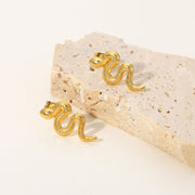 18K Gold Plated Stainless Steel Snake Stud Earrings For Women