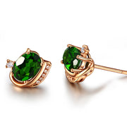 Emerald Treasure Stud Earrings Vintage Green Tourmaline  Color Treasure Crystal Women's