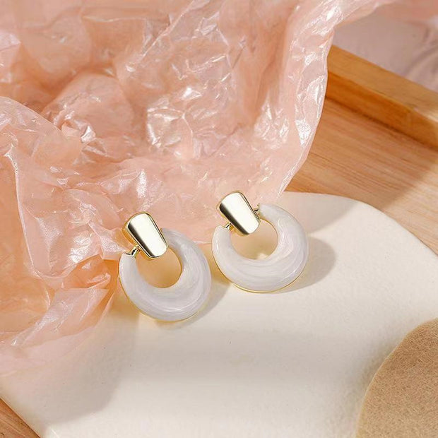 Retro Simple Dripping Geometric Round Ring Earrings Ins Fashion High