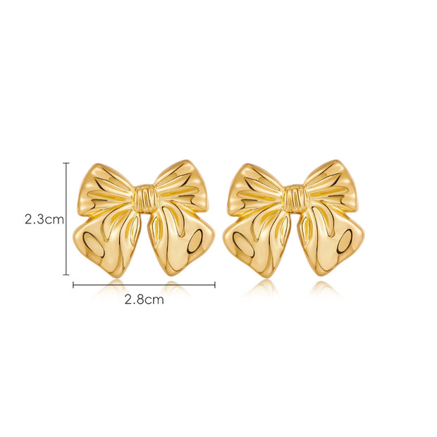 European And American Style Hot Bow Earrings Copper Plating 18K