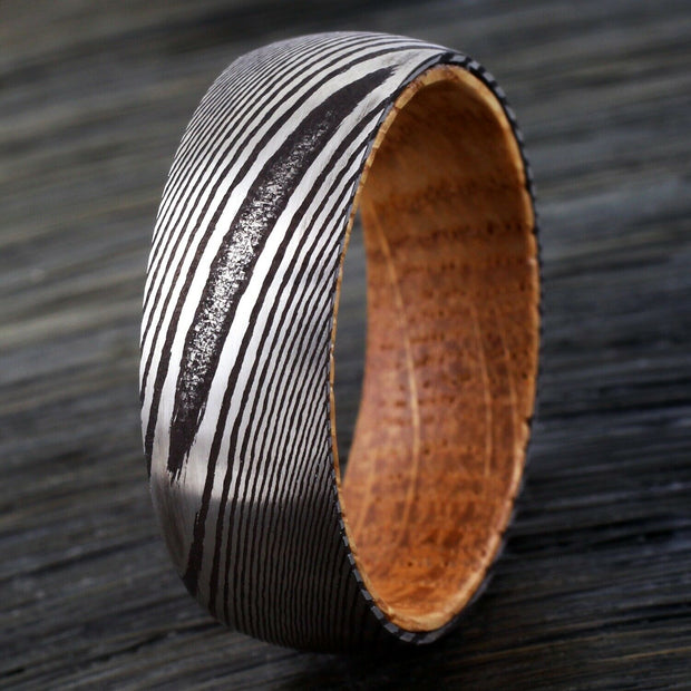 Laser Damascus Steel Pattern On The Surface Of Tungsten Ring
