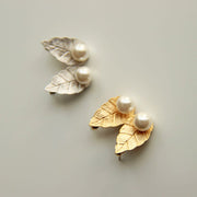 Creative Bohemian Beautiful Pearl Leaf Shaped Earrings