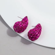 Fashion And Fully-jewelled Metal Stud Earrings