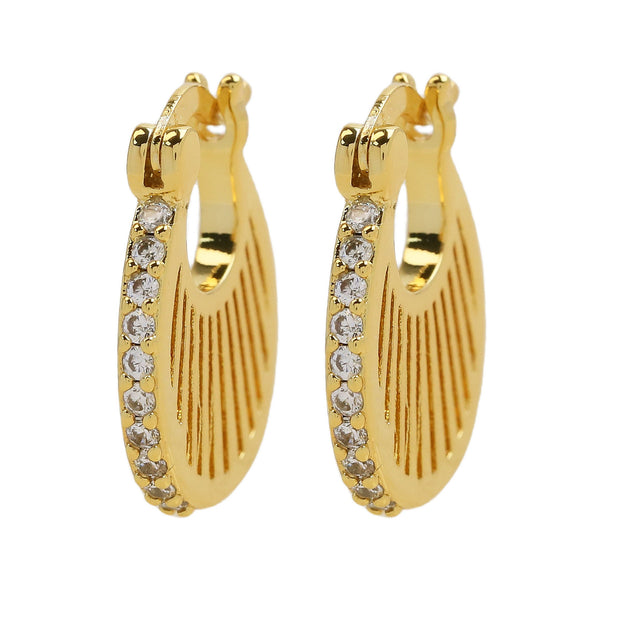18K Gold & Small Medium And Large Brass Zircon Earrings