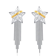 925 Sterling Silver Earrings Design Tassel Niche Five-pointed Planet