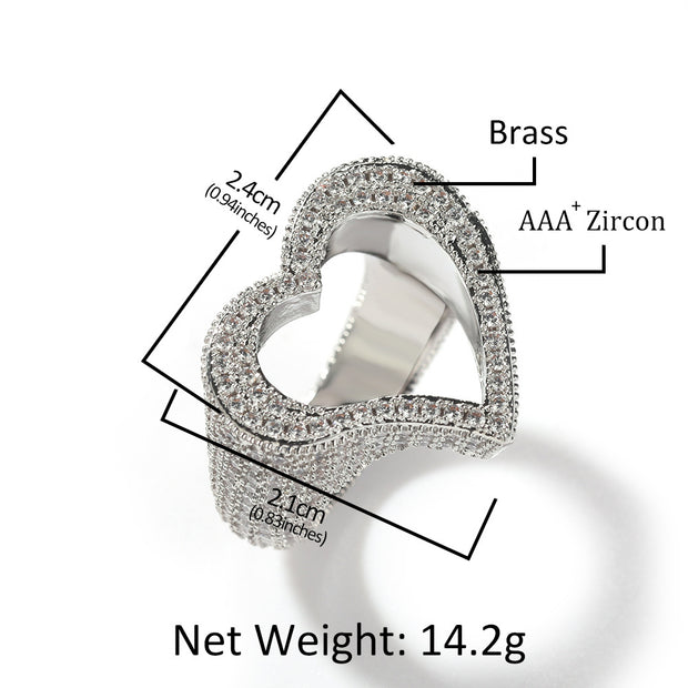 Fashion Personality Hollow Heart Zircon Ring