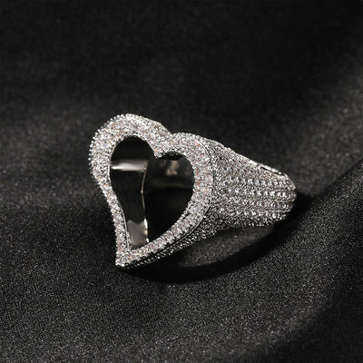 Fashion Personality Hollow Heart Zircon Ring