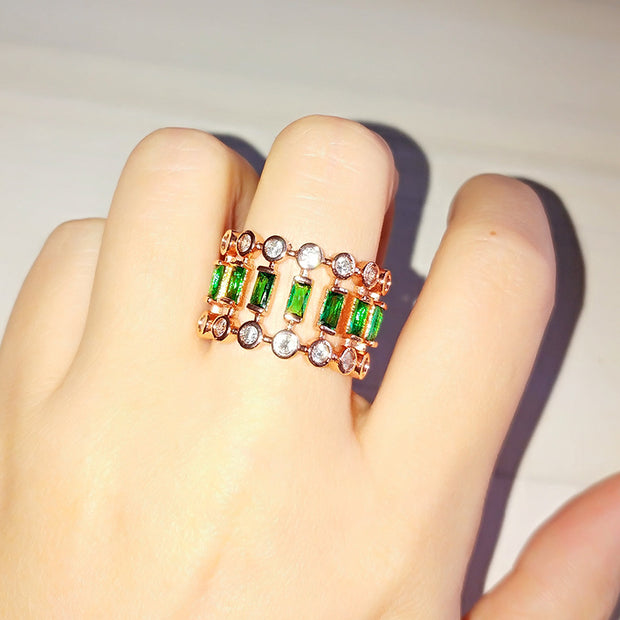 Emerald Gold-plated Hollow Ring Setting