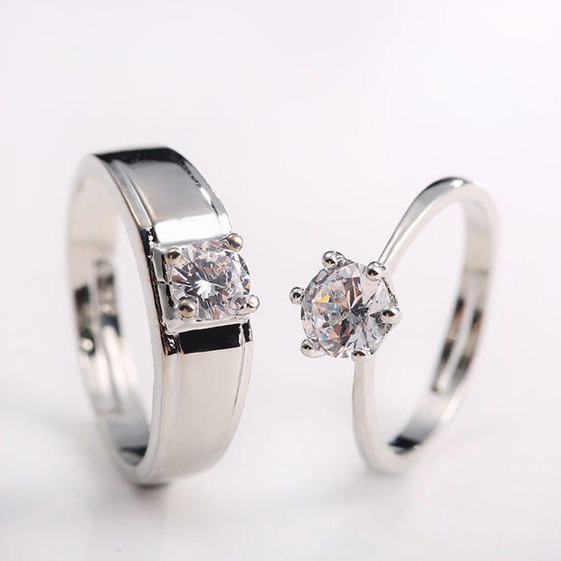 Diamond Ring Simulation Women's Ring Moissanite Couple Couple Rings SATINE Six-claw