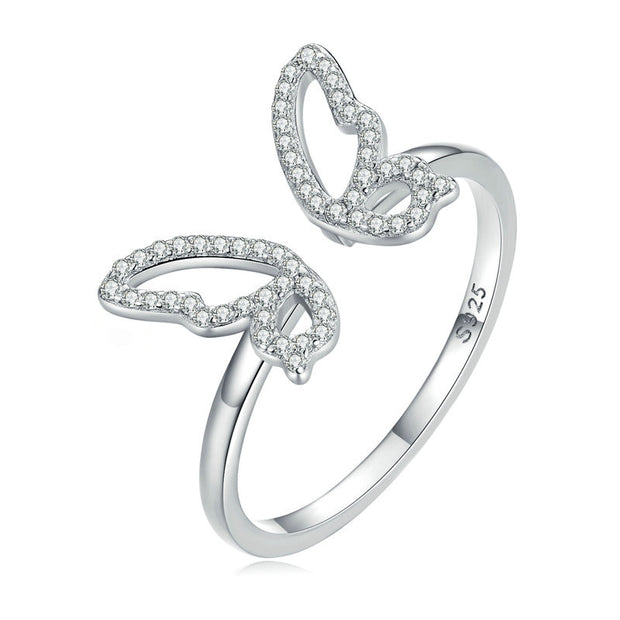 White Gold Plated Zircon Hollow Insect Ring