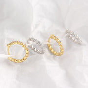 Vintage Screw Pattern Earrings Gold-plated Zircon Women