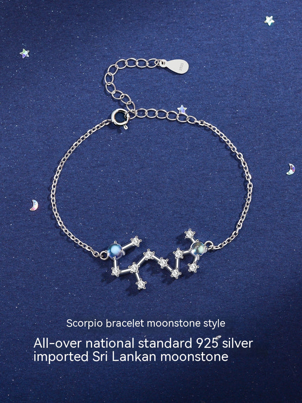 Lucky Twelve Constellation Moonstone Bracelet For Women
