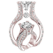Rose Gold Electroplated Oval Shaped Zircon Engagement Ring