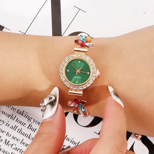 New Fashion Diamond Round Women's Watch Adjustable Bracelet Watch Women's Quartz Watch