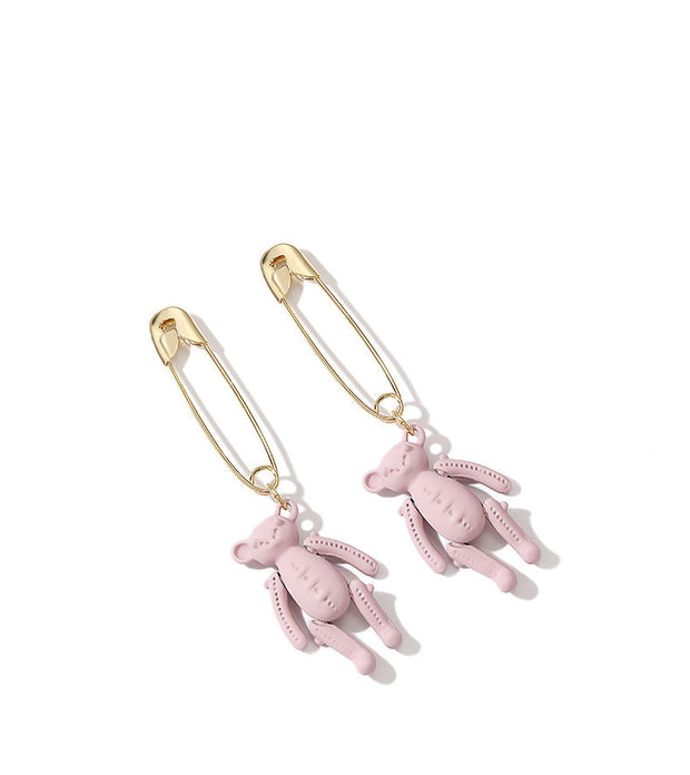 Cute Bear Pin Earrings Female Temperament Korean Personality Creative Earrings Simple Net Red Earrings Earrings