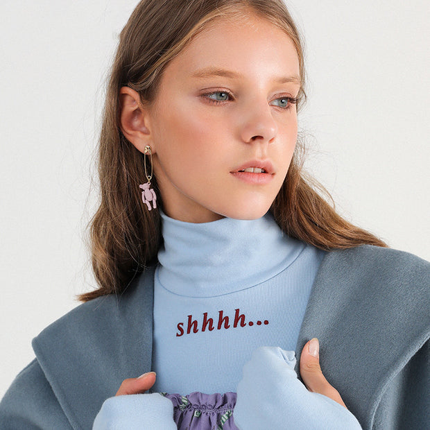 Cute Bear Pin Earrings Female Temperament Korean Personality Creative Earrings Simple Net Red Earrings Earrings