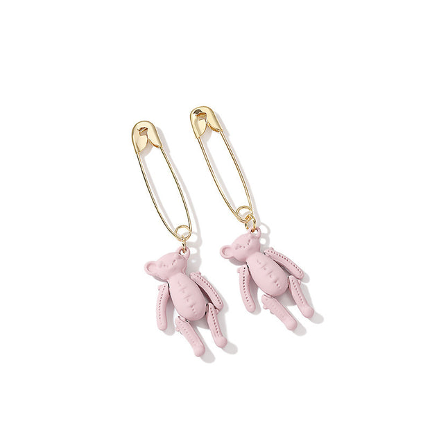 Cute Bear Pin Earrings Female Temperament Korean Personality Creative Earrings Simple Net Red Earrings Earrings