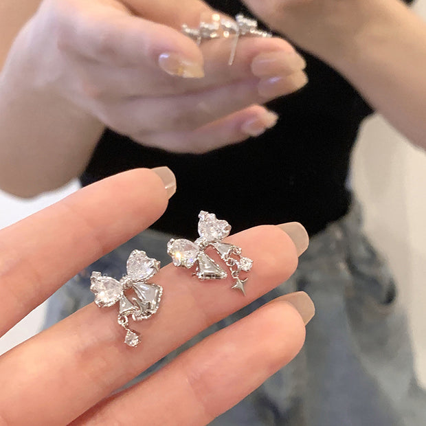 Female Special-interest Design Asterism Bow Stud Earrings