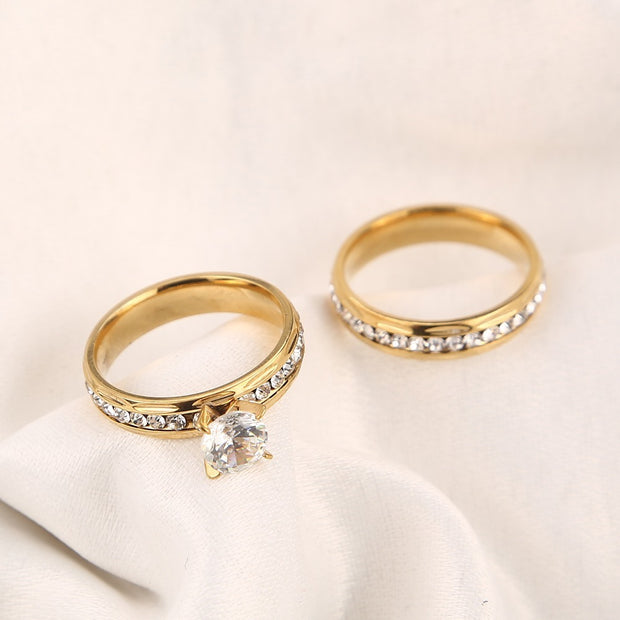 Gold Wedding Rings Stainless Steel Engagement Ring For Women