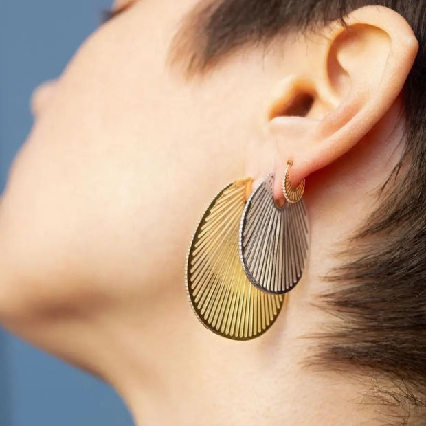 18K Gold & Small Medium And Large Brass Zircon Earrings
