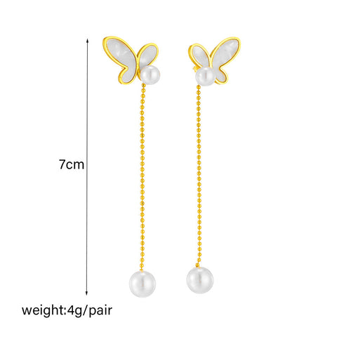 Asymmetric Butterfly Tassel Eardrops All-match Fashion Earrings