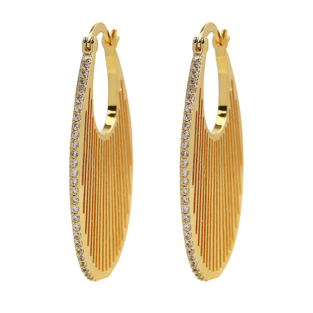 18K Gold & Small Medium And Large Brass Zircon Earrings