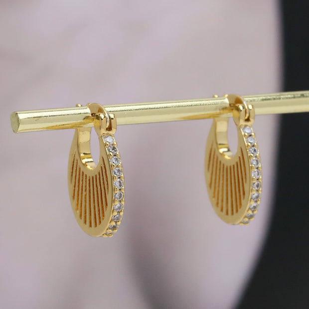 18K Gold & Small Medium And Large Brass Zircon Earrings