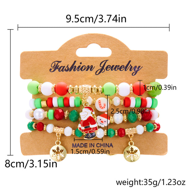 Christmas Snowman Bracelet Handmade Beaded Suit