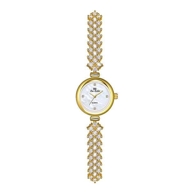 Mermaid Light Luxury Diamond Small Gold And Silver Chain Watch