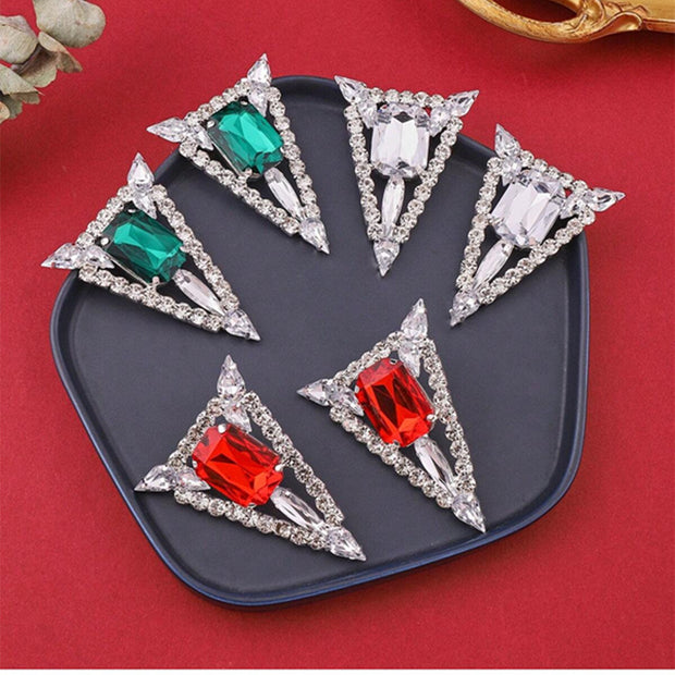 Multi-colored Exaggerated Rhinestones Triangle Jewel Earrings